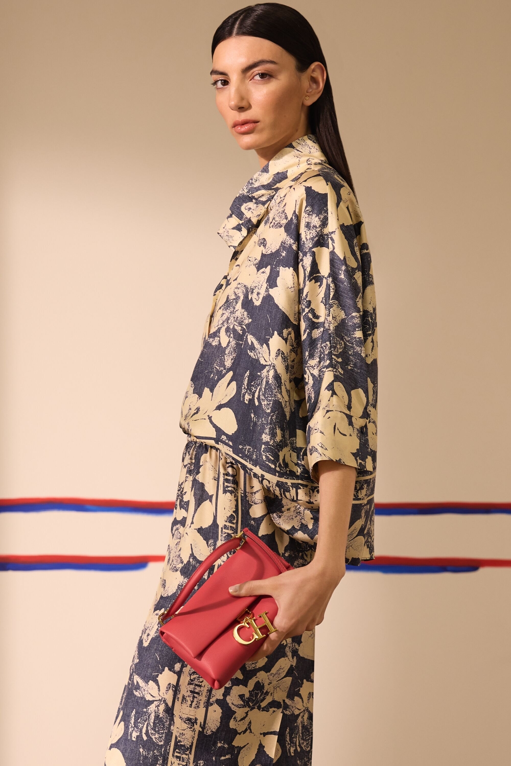 PRINT SILK TWILL OVERSIZE TOP