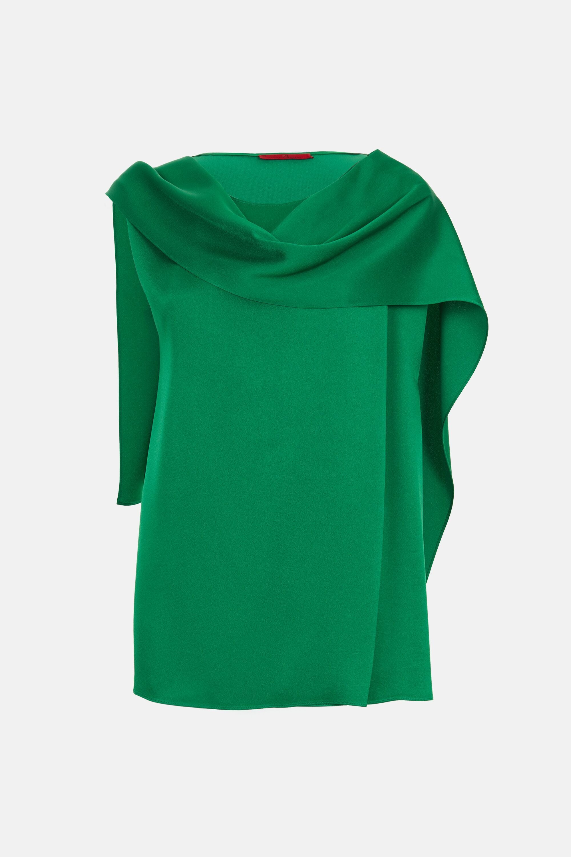 Draped Satin Crepe Straight-Fit Top green - CH Carolina