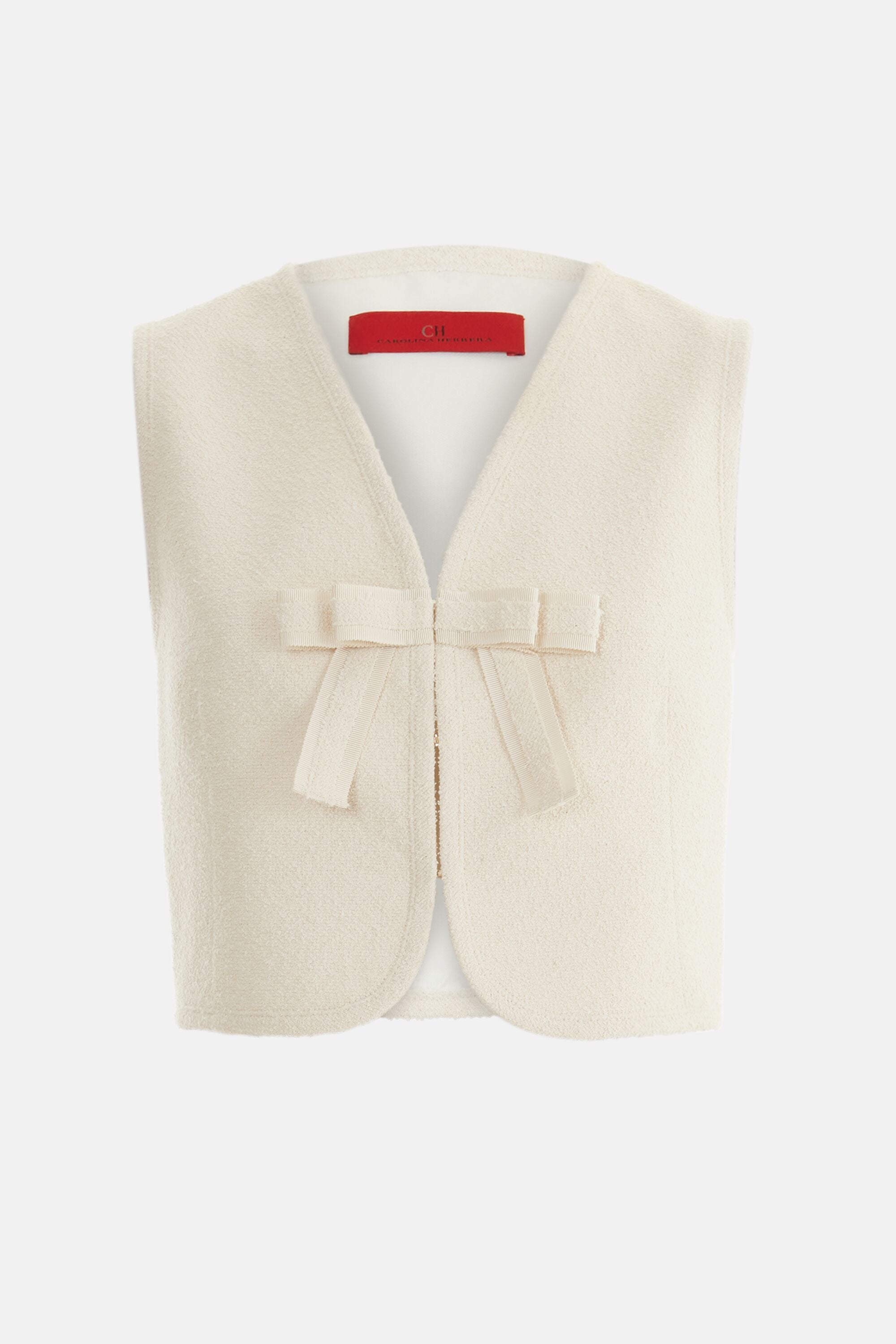 Bouclé Tweed Fitted Vest natural - CH Carolina Herrera