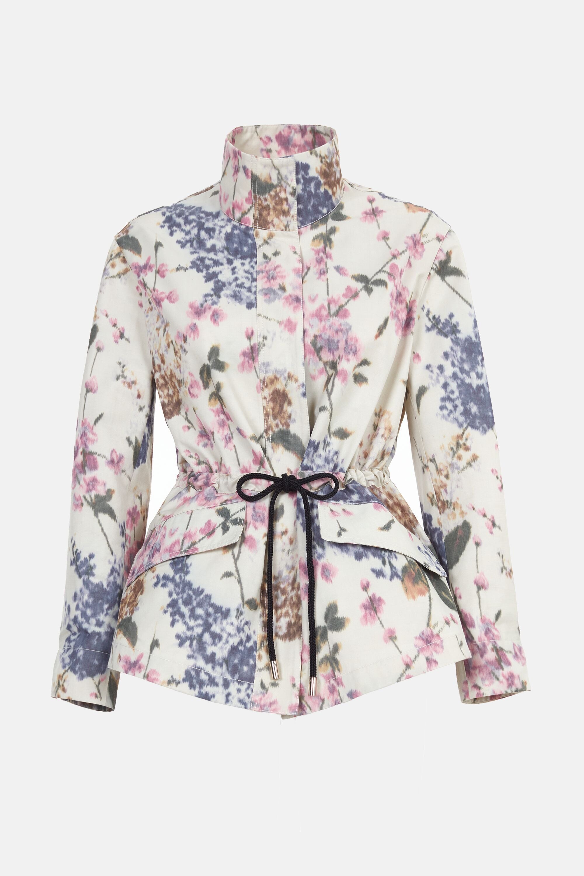 Flowery Print Chiné A-Line Jacket ecru - CH Carolina Herrera