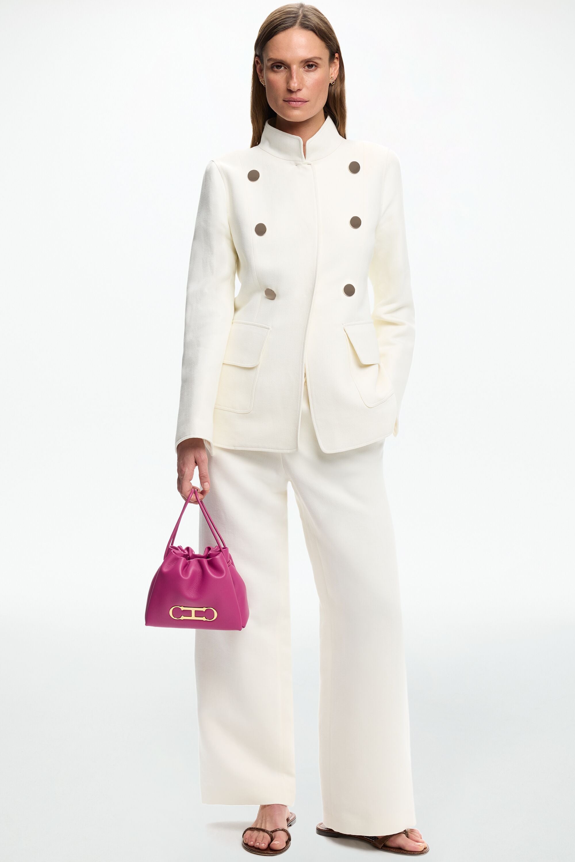 cropped puffer coat with reflective logo in PAPER WHITE