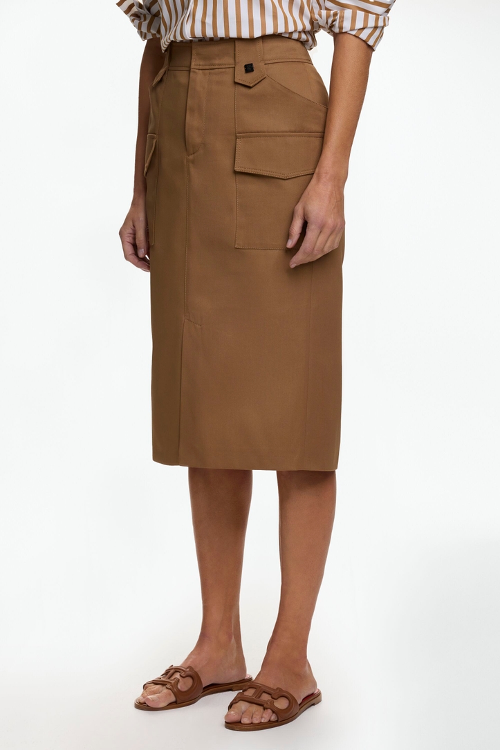 Flap-Detailed Twill Straight-Fit Skirt