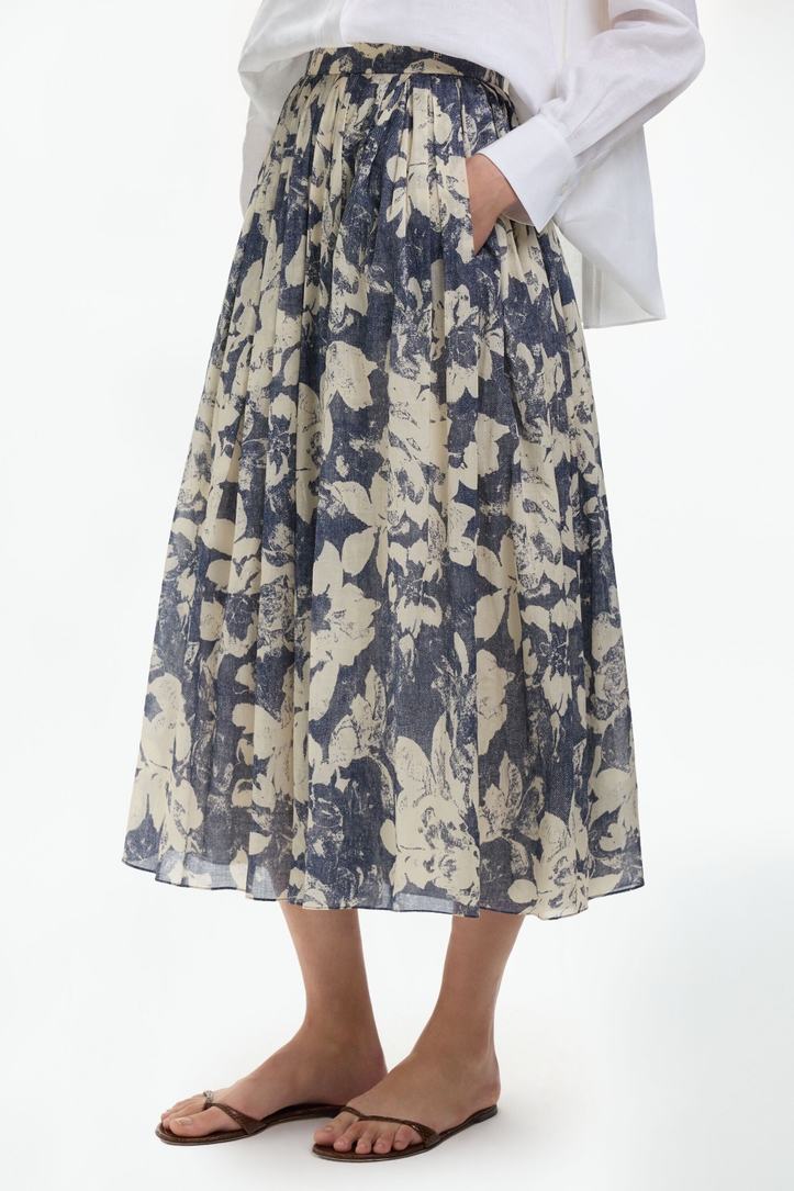 Print Voile Midi Skirt