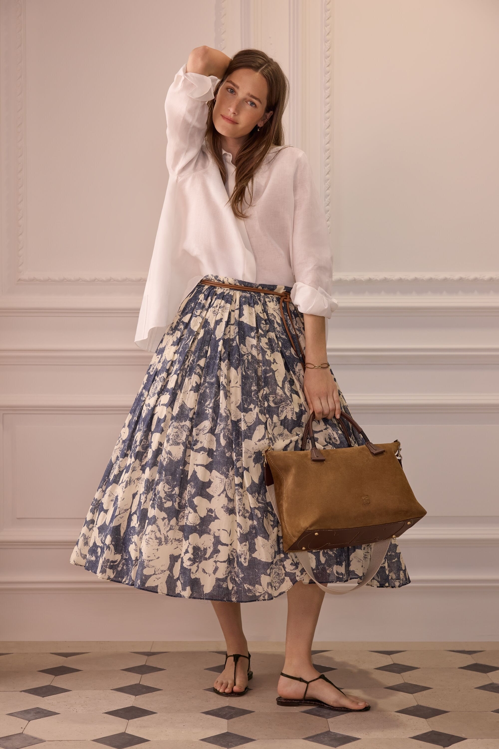 PRINT VOILE MIDI SKIRT