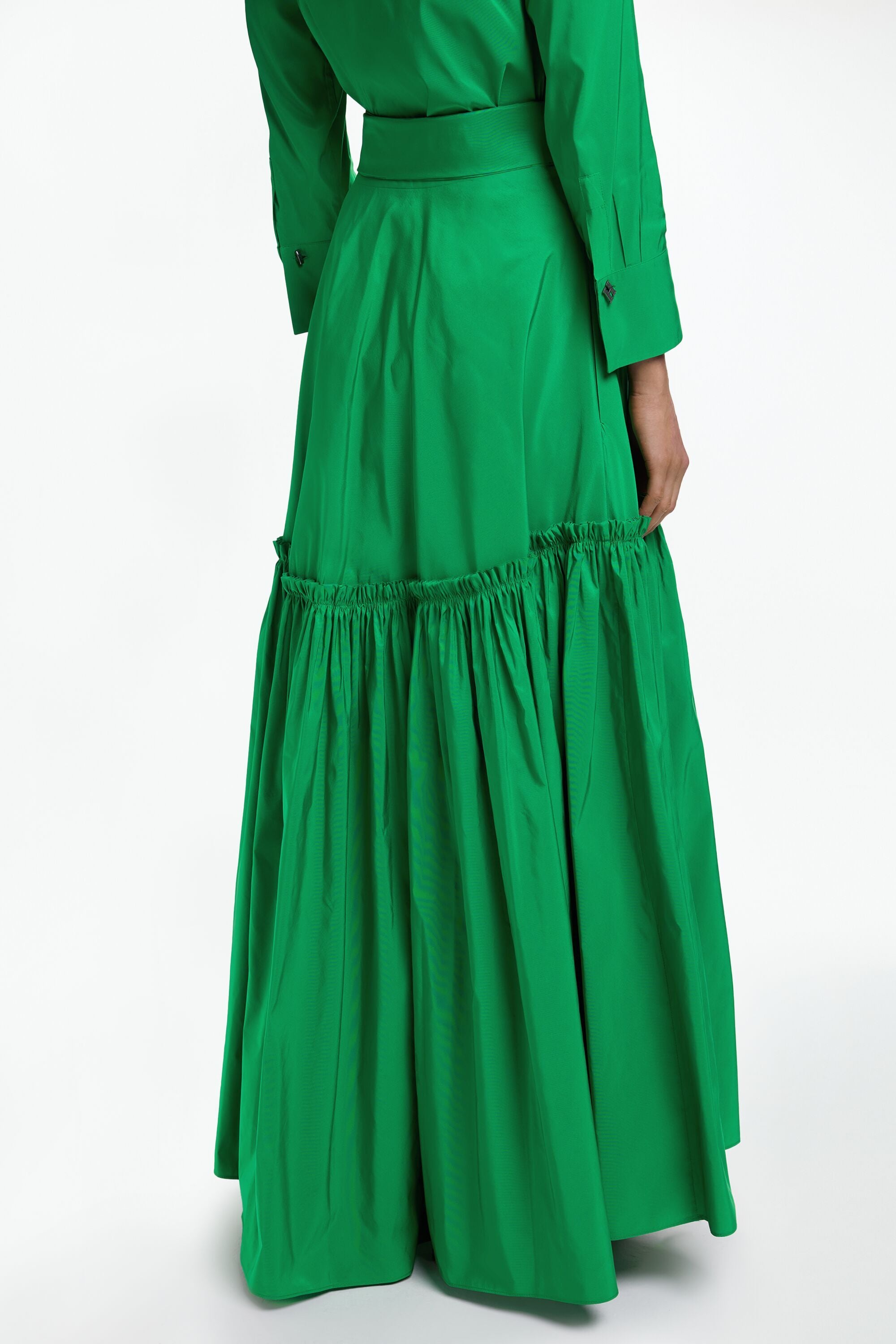 BOTTEGA VENETA ひざ丈スカート 緑 4103924A0041 Ruffled Taffeta Skirt with Bow green - CH Carolina Herrera