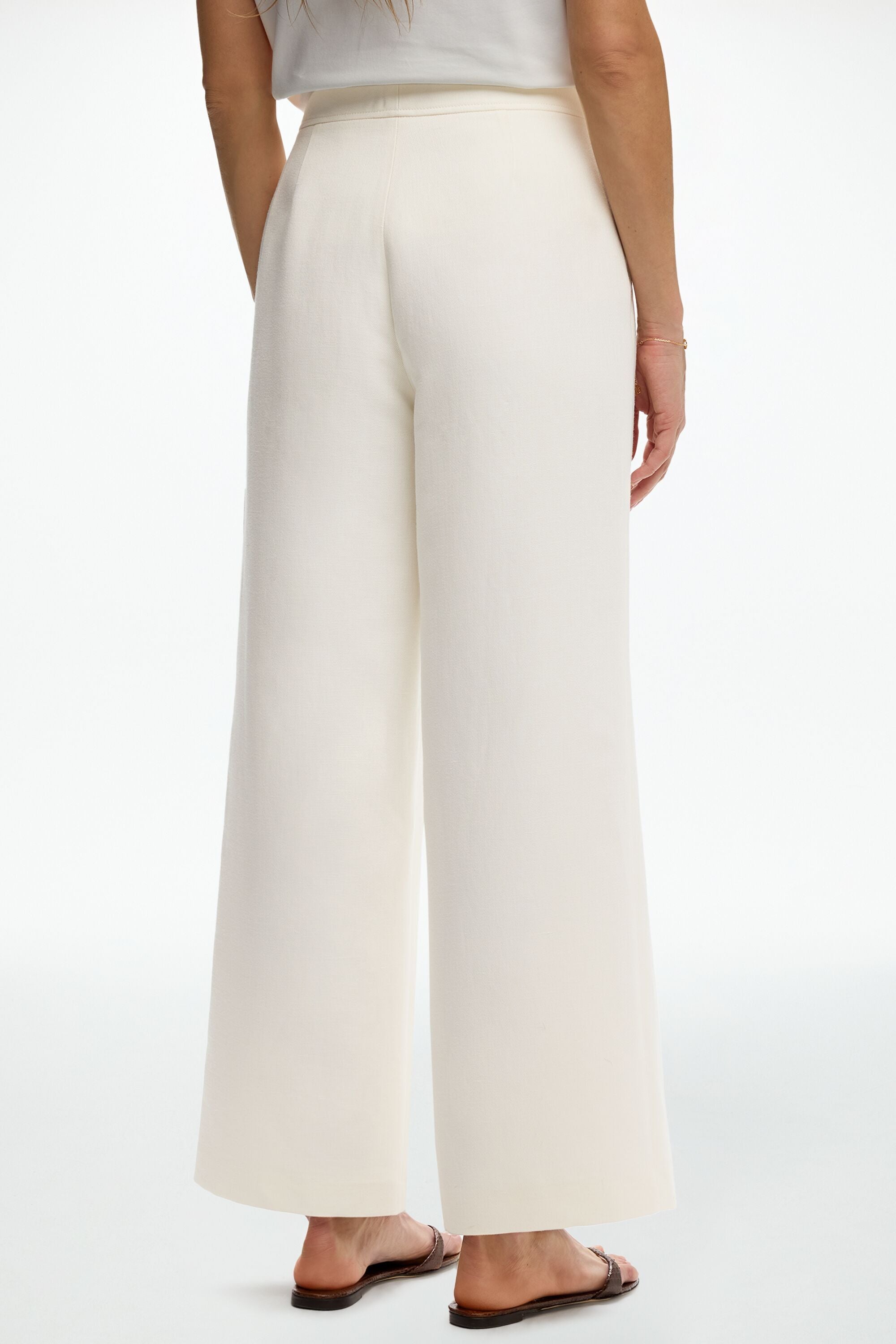 Cotton Twill Flared Pants ivory - CH Carolina Herrera United