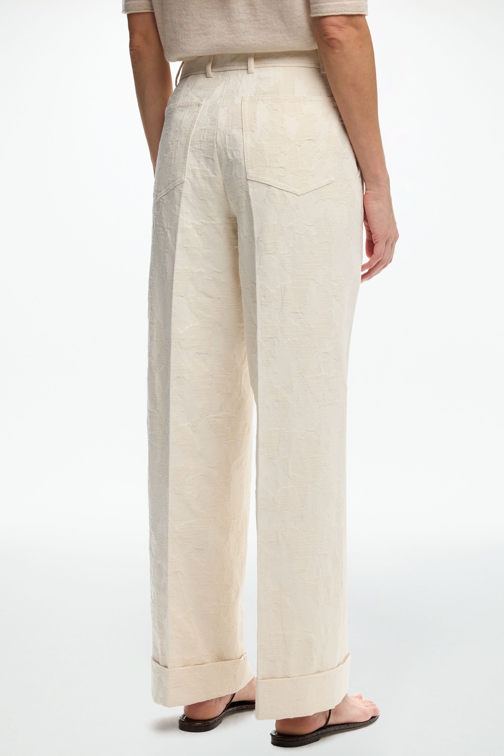 Cotton Jacquard Straight-Leg Pants natural - CH Carolina