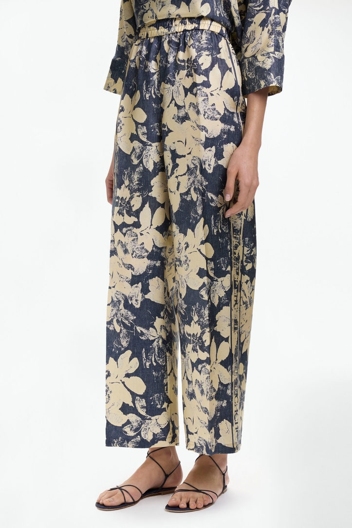 Print Silk Twill Straight-Leg Pyjama Pants