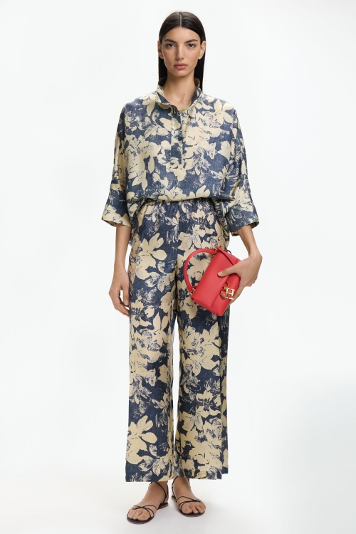 PRINT SILK TWILL STRAIGHT-LEG PYJAMA PANTS