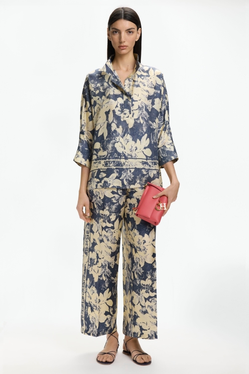 PRINT SILK TWILL STRAIGHT-LEG PYJAMA PANTS
