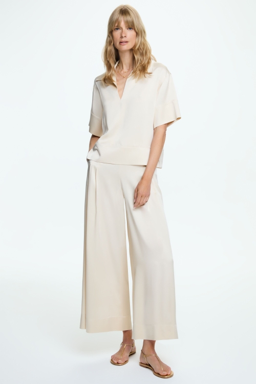 SATIN PALAZZO PANTS WITH PLEATS