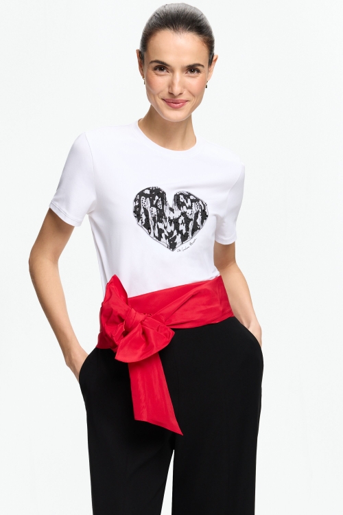 T-SHIRT WITH TULLE AND PRINT HEART