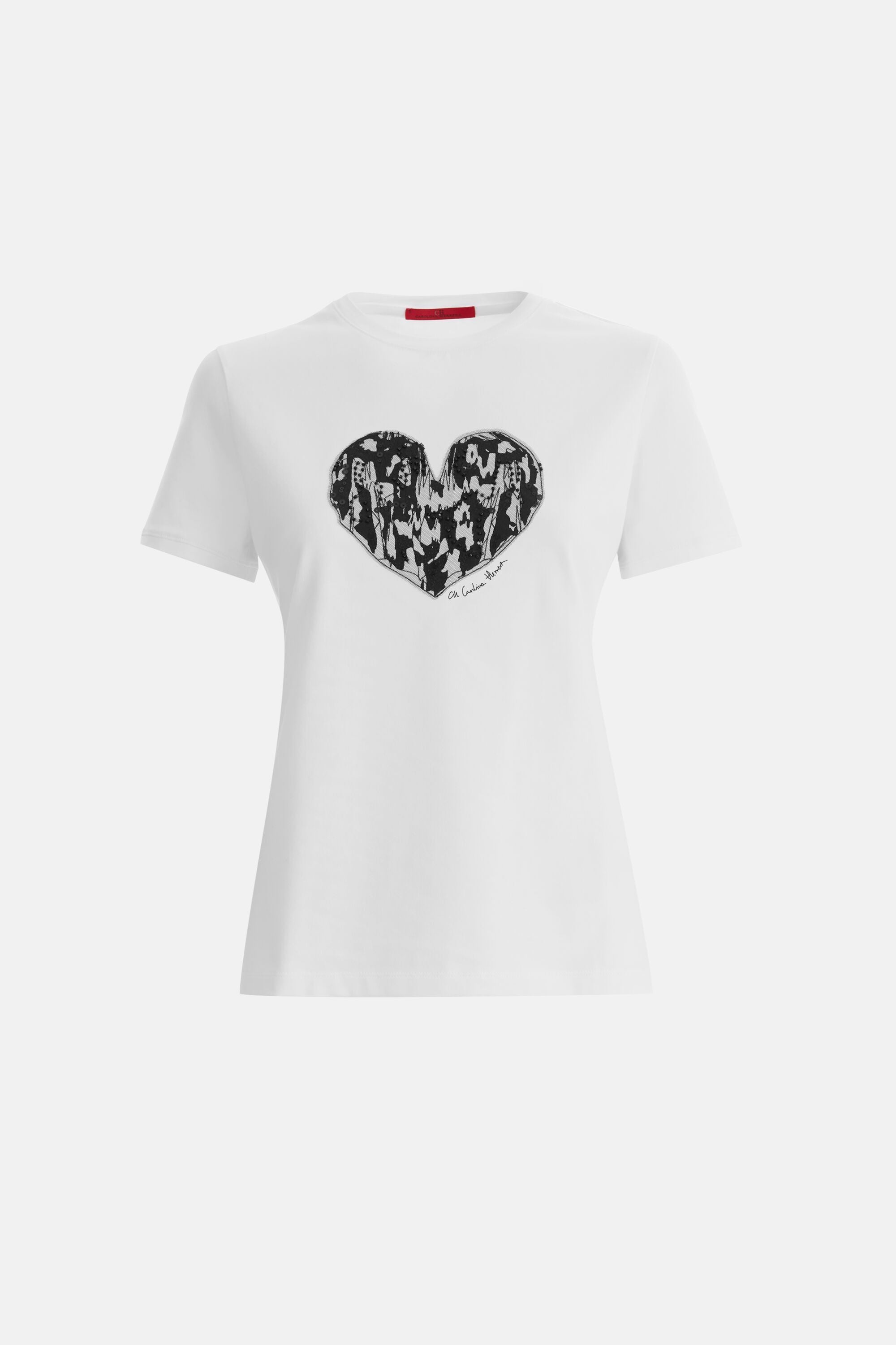 T-Shirt with Tulle and Print Heart white - CH Carolina