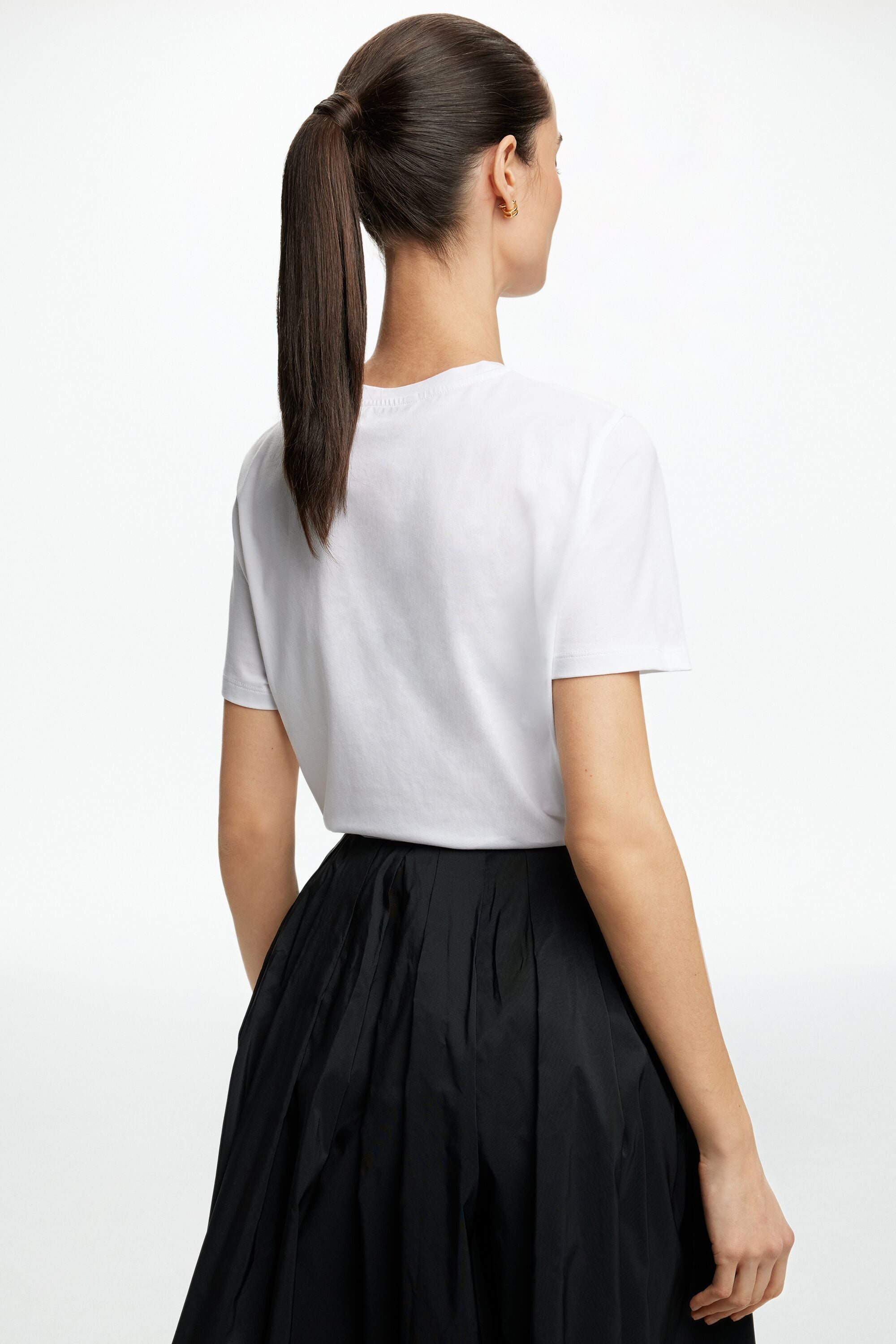 Bow-Detailed Flower Print Straight-Fit T-Shirt white - CH