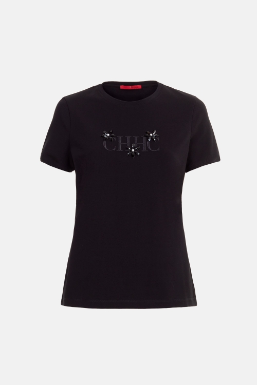 EMBROIDERED CH T-SHIRT WITH RHINESTONES