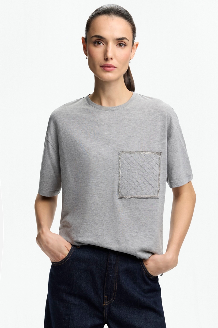 Camiseta Oversize con Parche CH 2020 con Abalorios