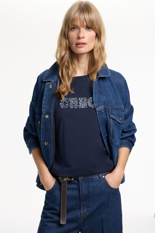 FRAYED EMBROIDERED CH T-SHIRT