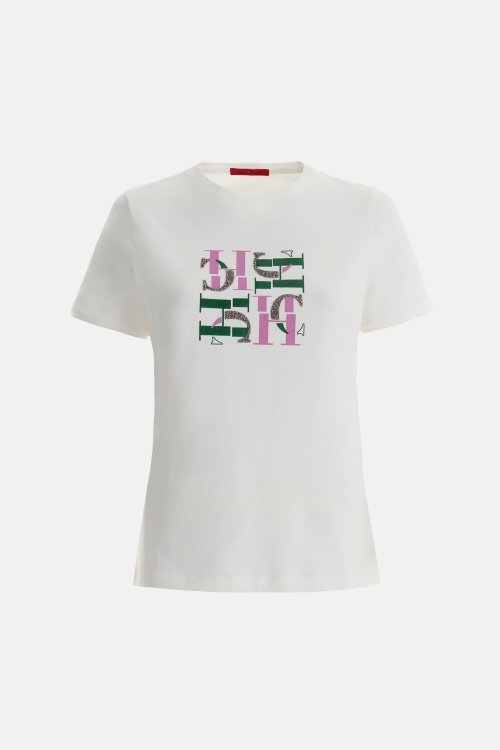 CAMISETA CH CON ESTAMPADO Y PEDRERÍA