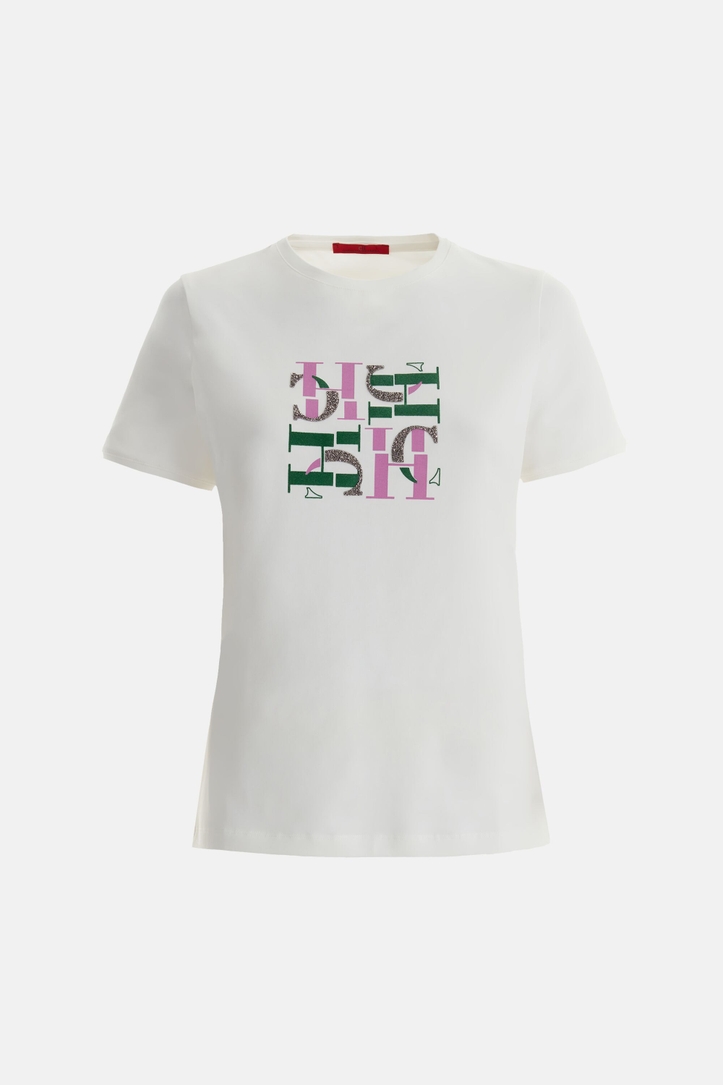 Camiseta CH con Estampado y Pedrería