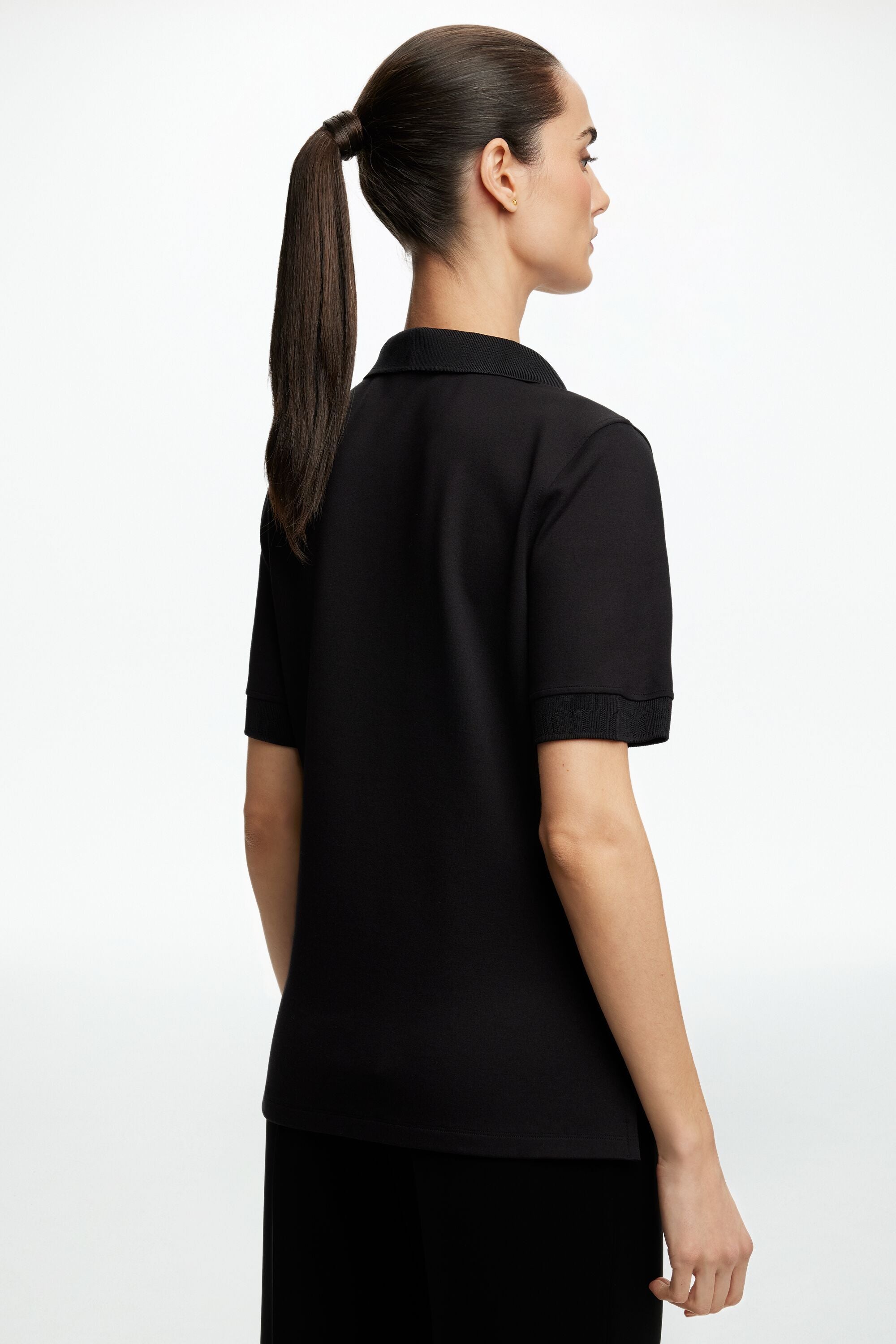 Milano Knit Polo Shirt with Jewel Button black - CH Carolina