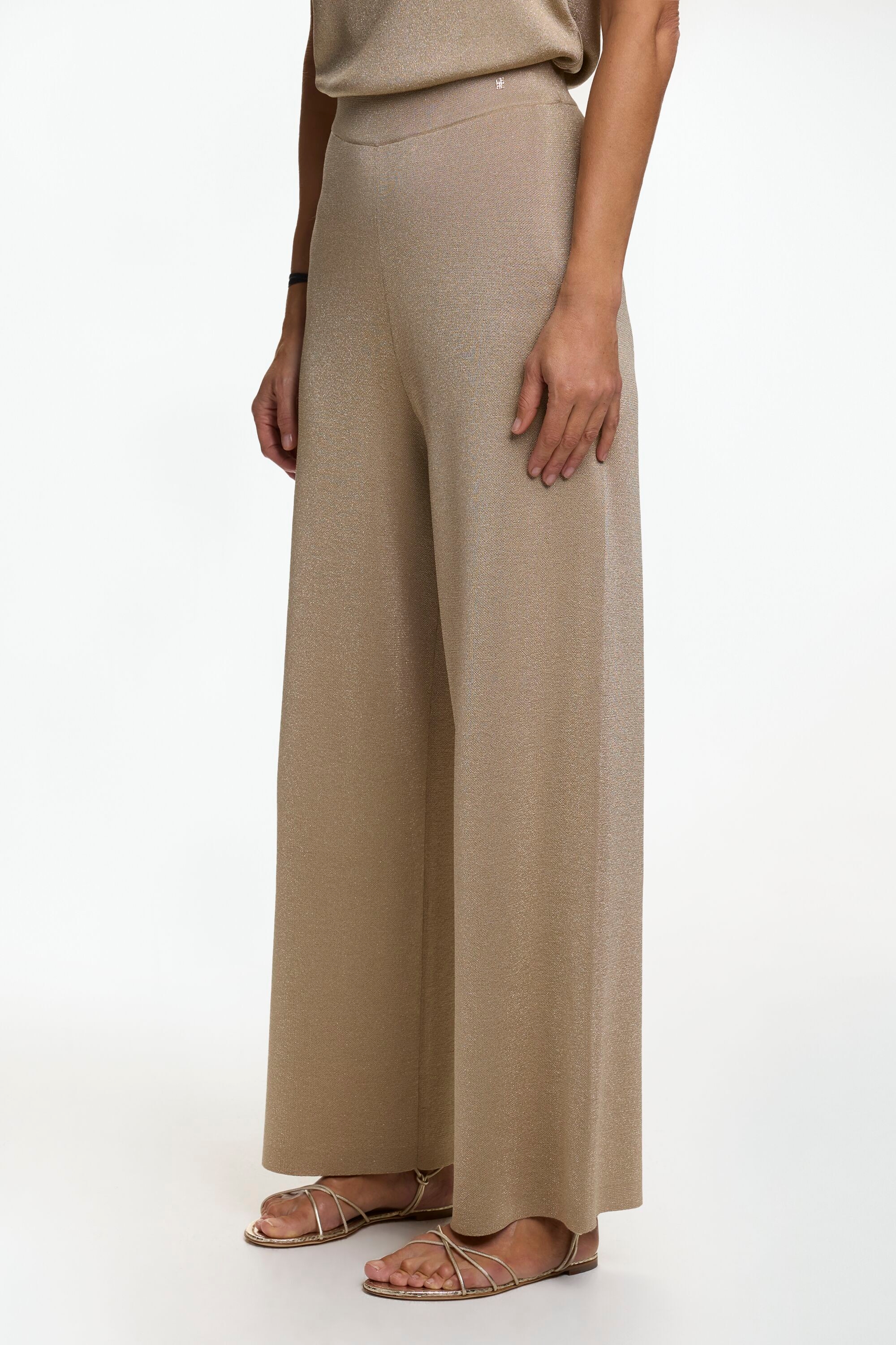 Metallic Jacquard Straight-Leg Pants