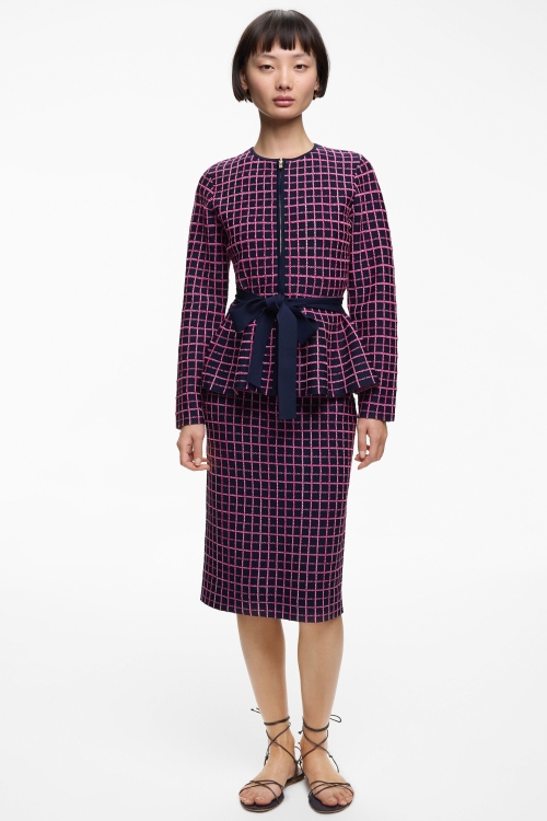 CHECKERED JACQUARD FITTED SKIRT