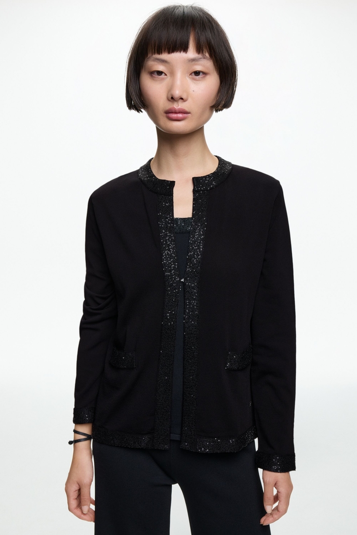 Sequined Knit Straight-Fit Jacket