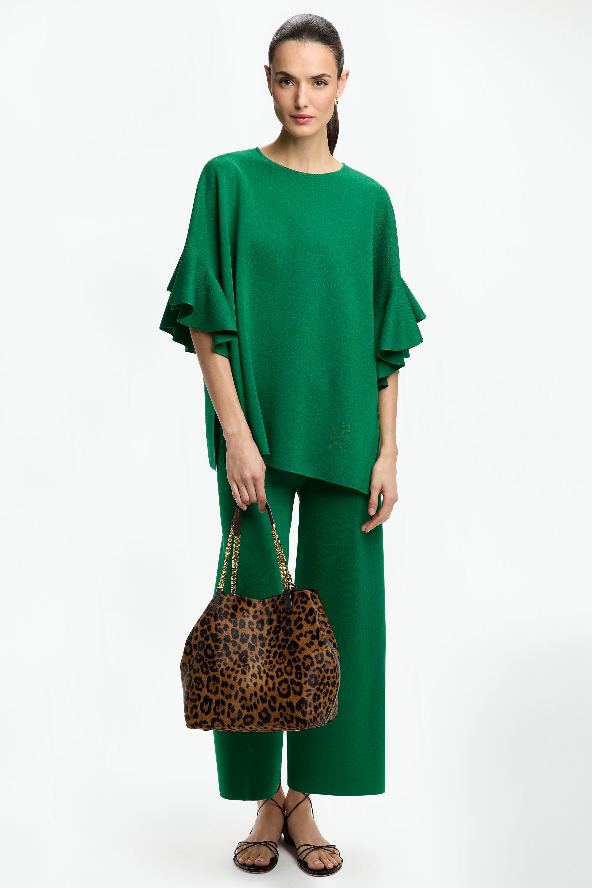【ZELENA】Lace pants Floral Techno Lace Pleated Tapered Pants