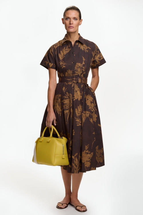 PRINT POPLIN MIDI SHIRT DRESS