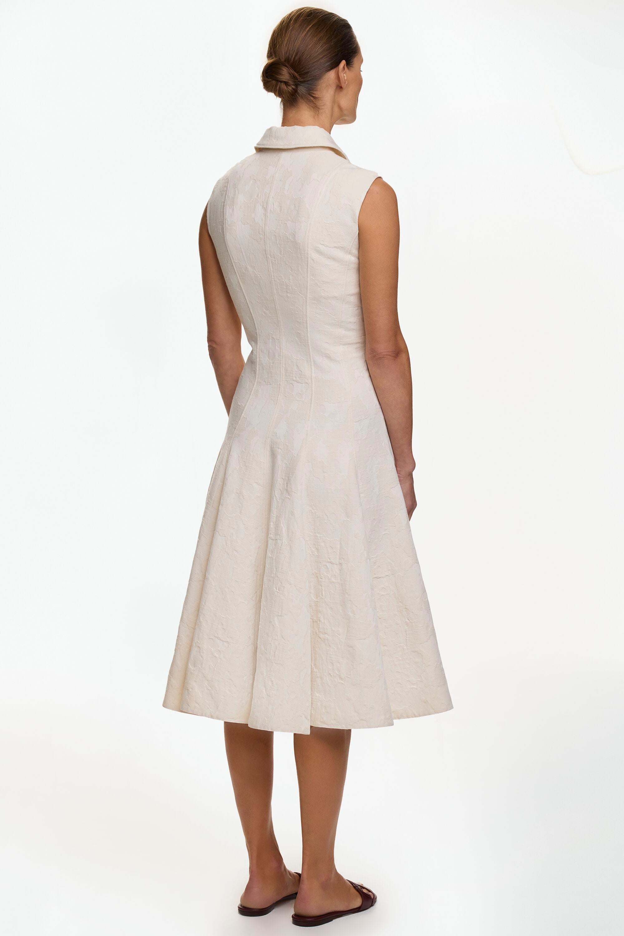 Flowery Cotton Jacquard Dress natural - CH Carolina Herrera