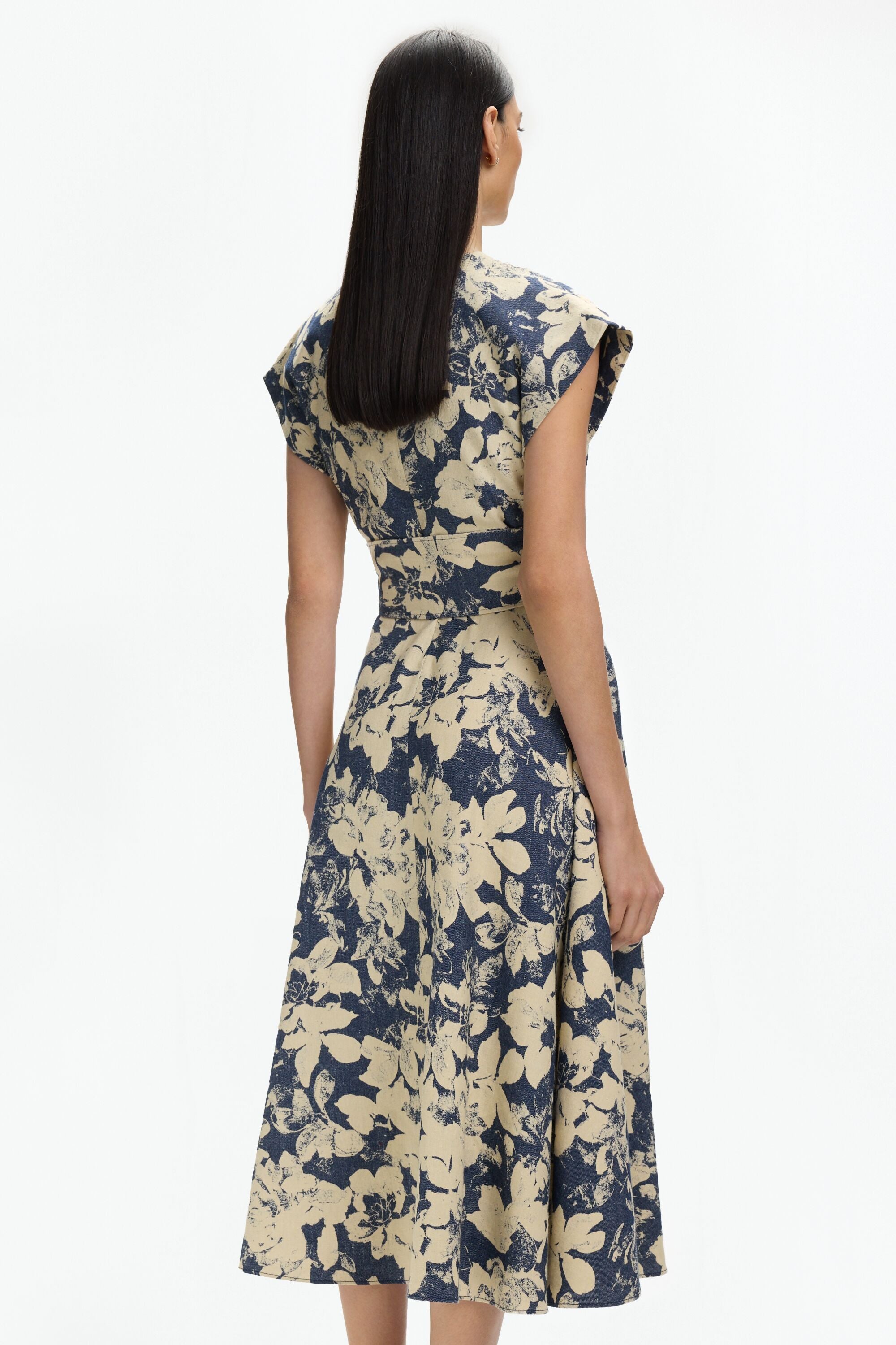 Print Twill Midi Dress blue/beige - CH Carolina Herrera
