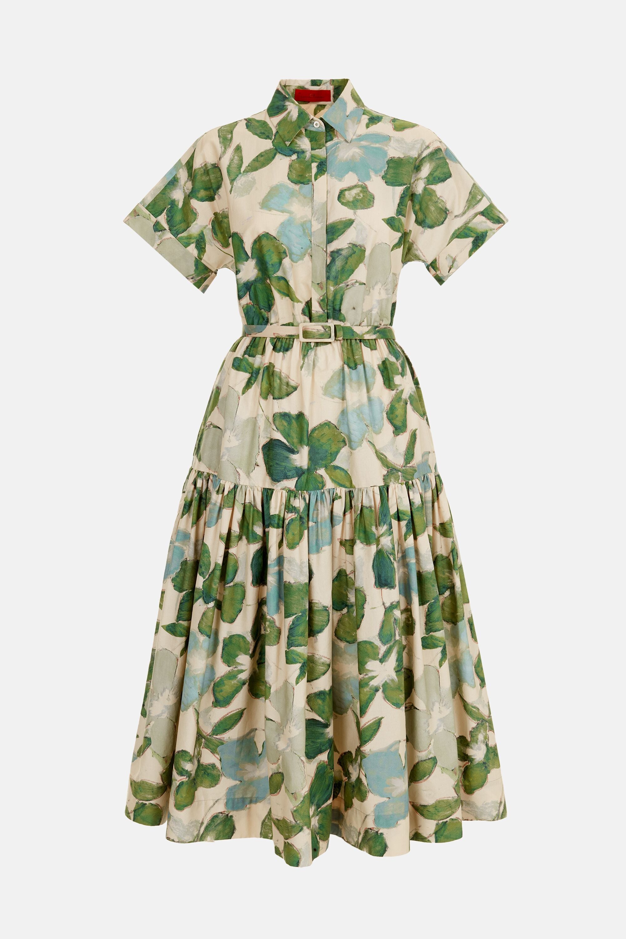 Print Poplin Midi Shirt Dress