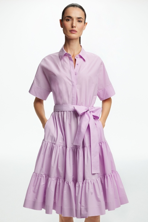 RUFFLED POPLIN SHIRT DRESS