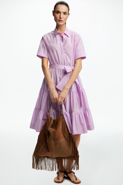 RUFFLED POPLIN SHIRT DRESS