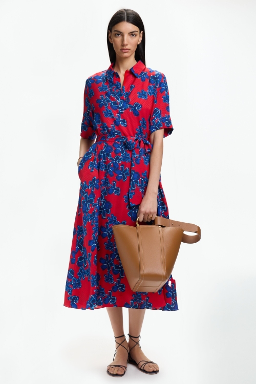 PRINT SILK CREPE DE CHINE SHIRT DRESS