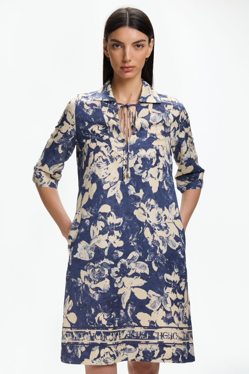 PRINT SILK SHANTUNG KAFTAN DRESS