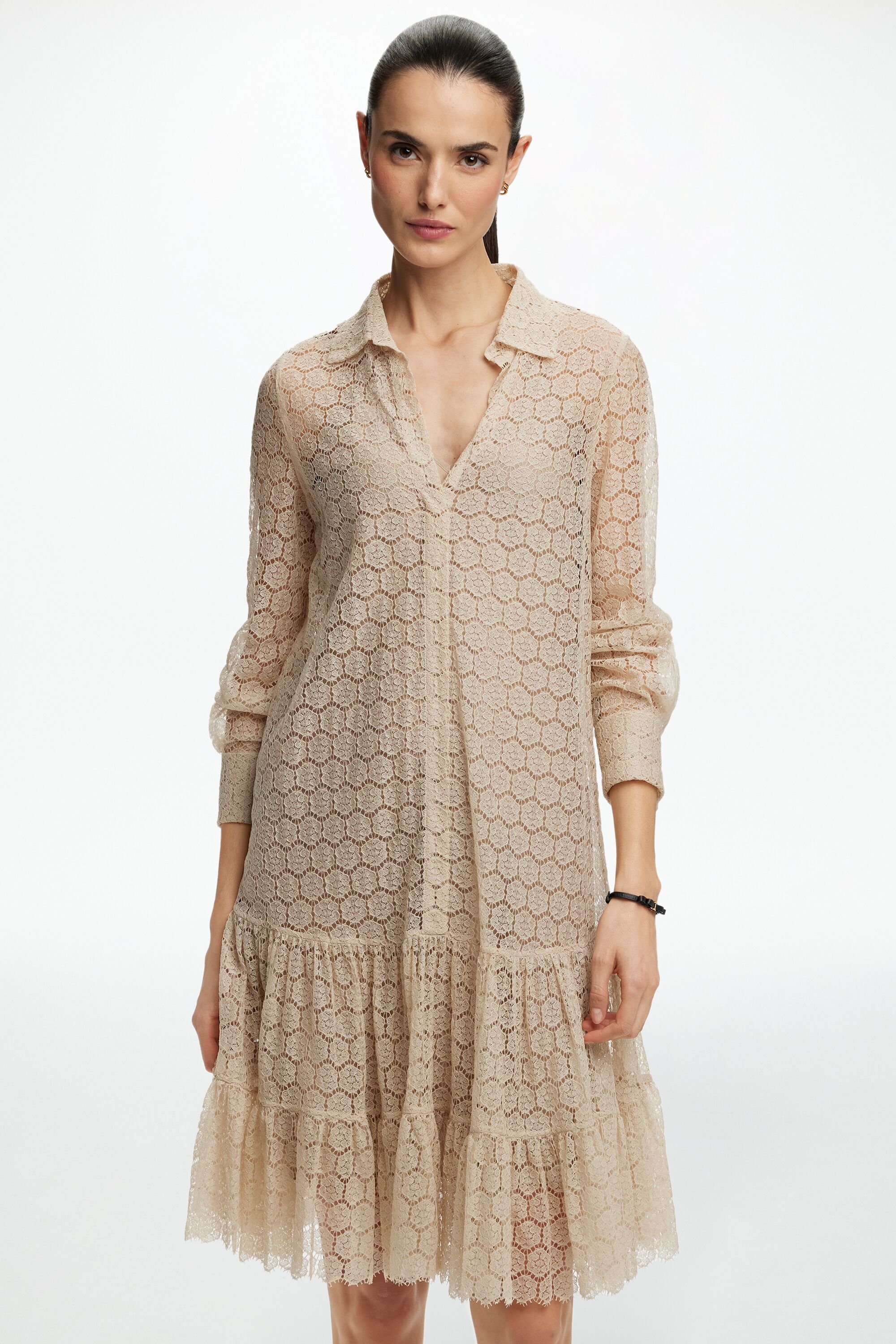 Lace A-line Shirt Dress