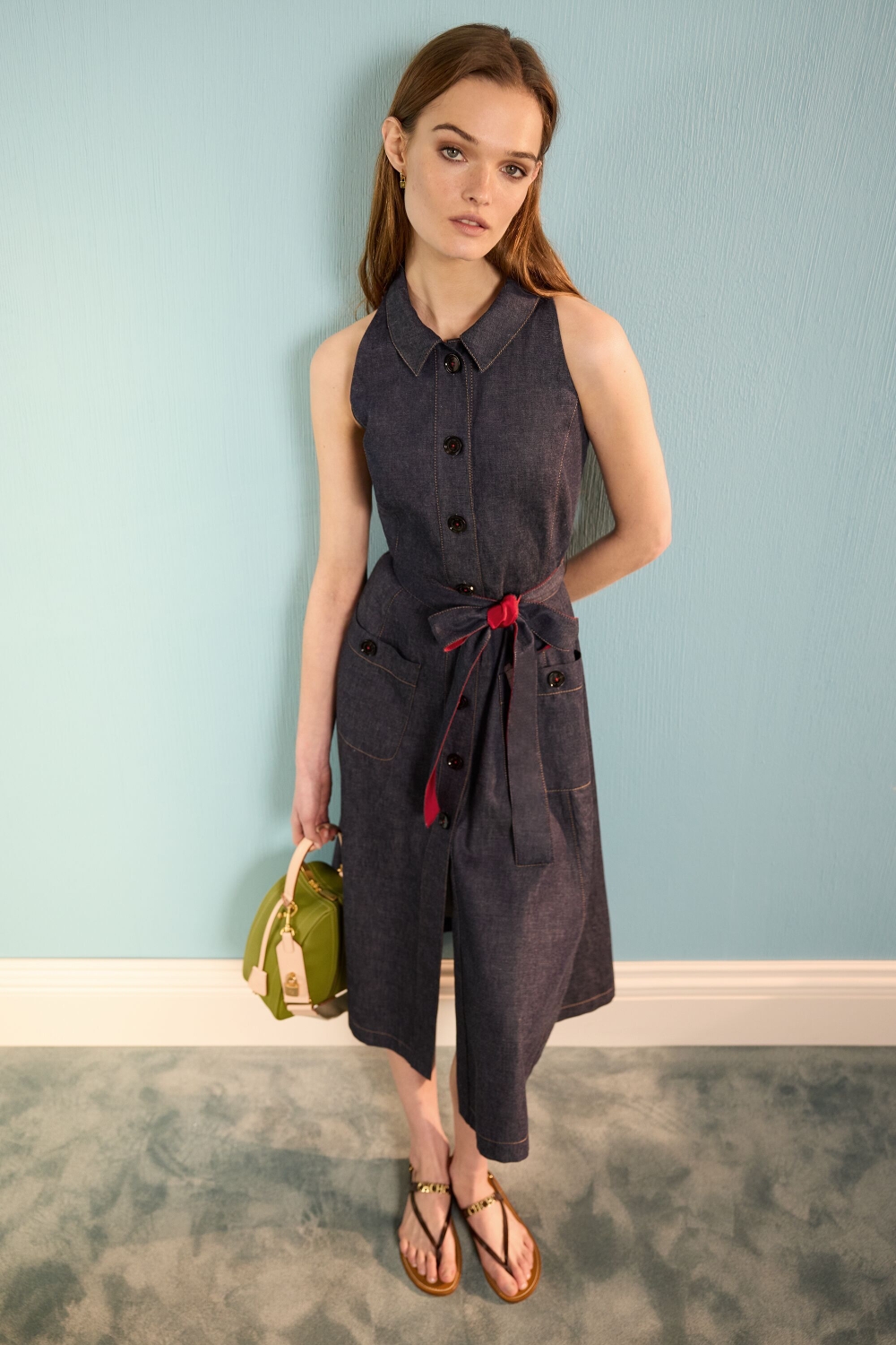 VESTIDO CAMISERO HALTER DE DENIM