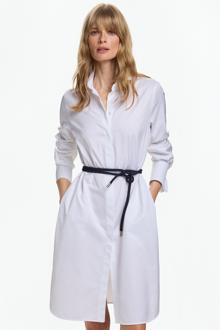 Jacquard Poplin Straight-Fit Shirt Dress