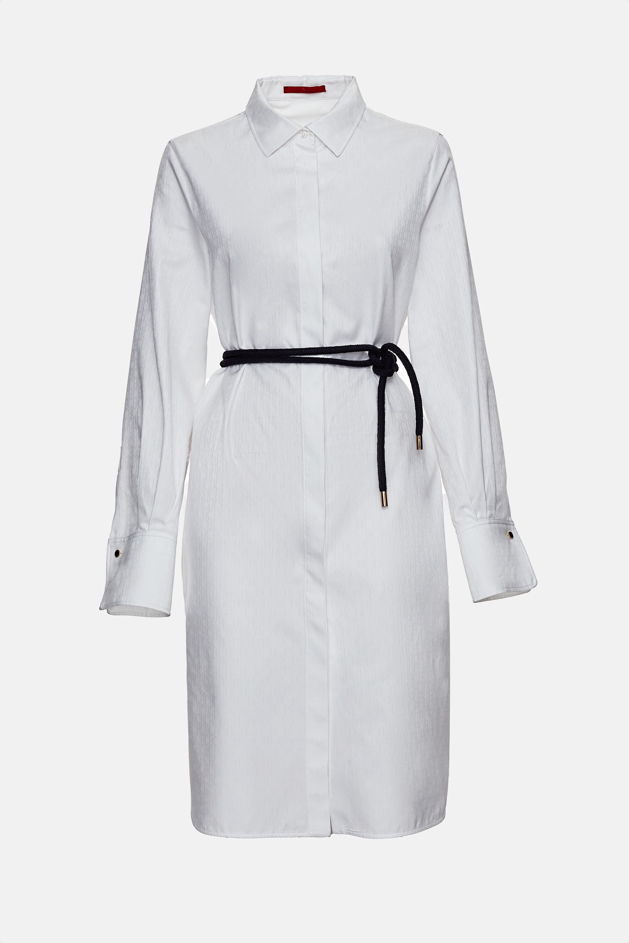 Jacquard Poplin Straight-Fit Shirt Dress white - CH Carolina