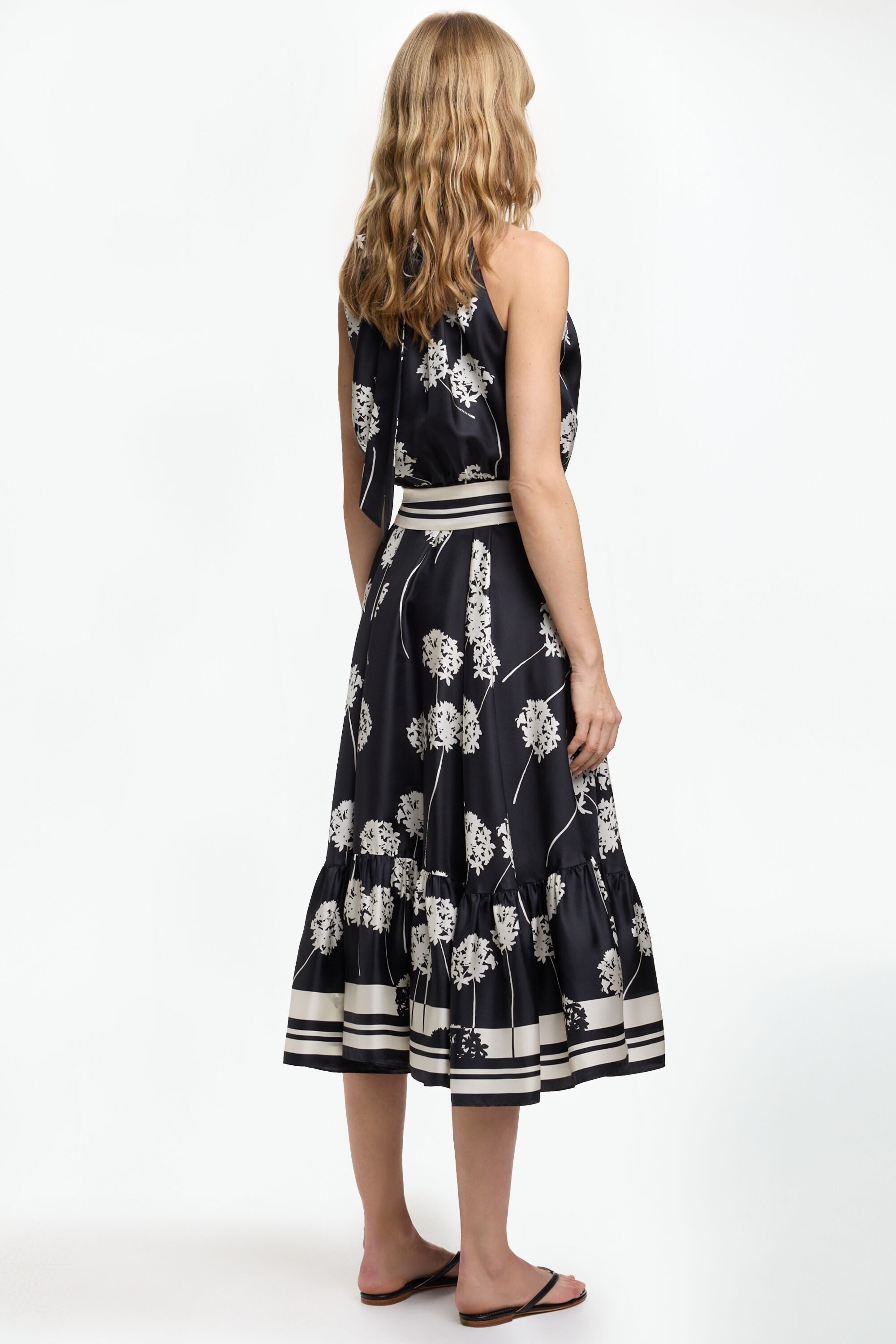 Jasmine Biznaga Print Silk Twill Halter Dress black/ivory Jasmine Biznaga Print Silk Twill Halter Dress black/ivory