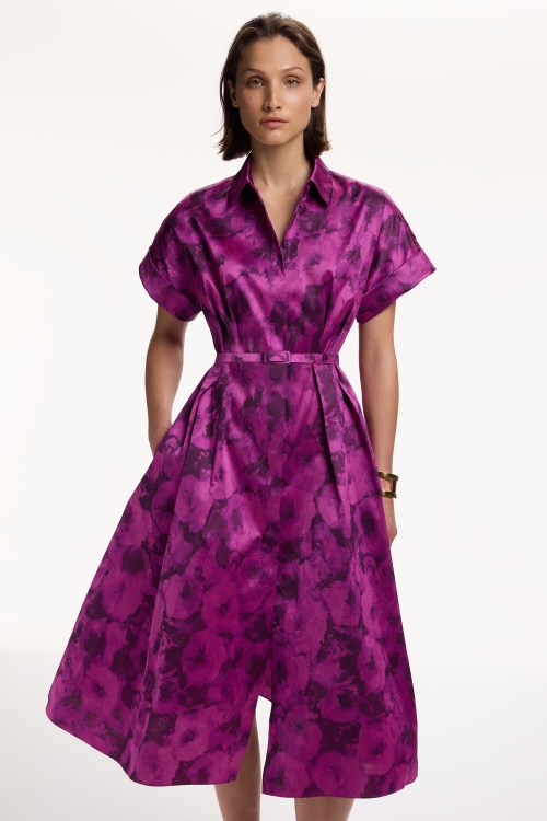 FLORAL JACQUARD SHIRT DRESS
