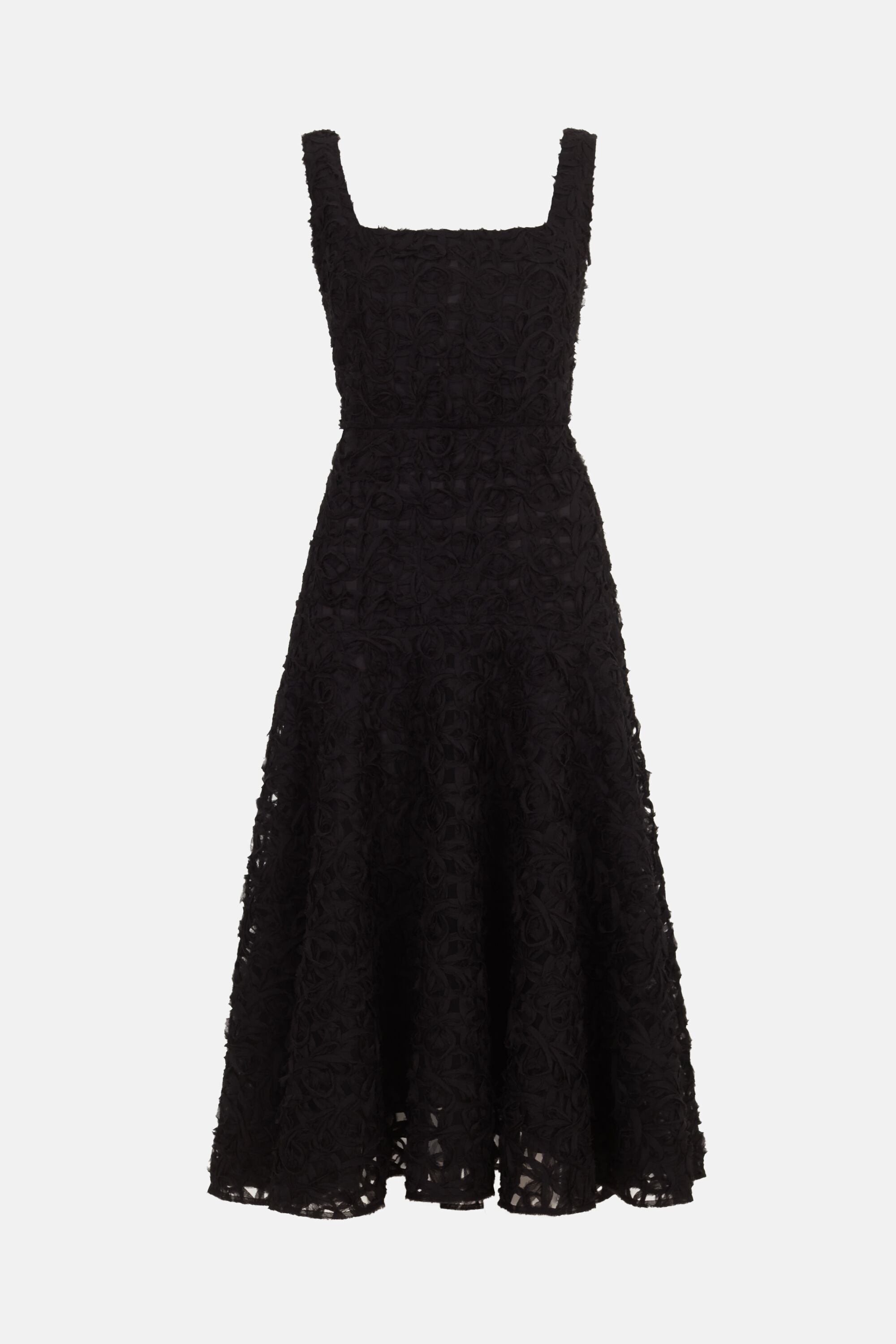 Sleeveless Embroidered Tulle Midi Dress black - CH Carolina