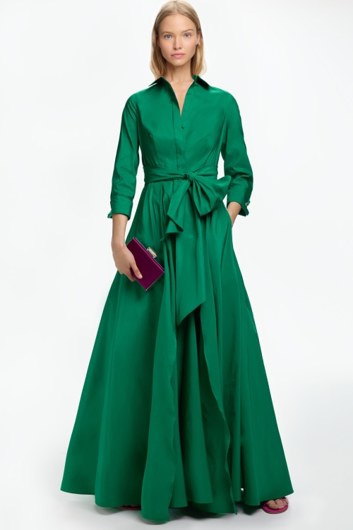 TAFFETA LONG SHIRT DRESS WITH CUFFLINKS