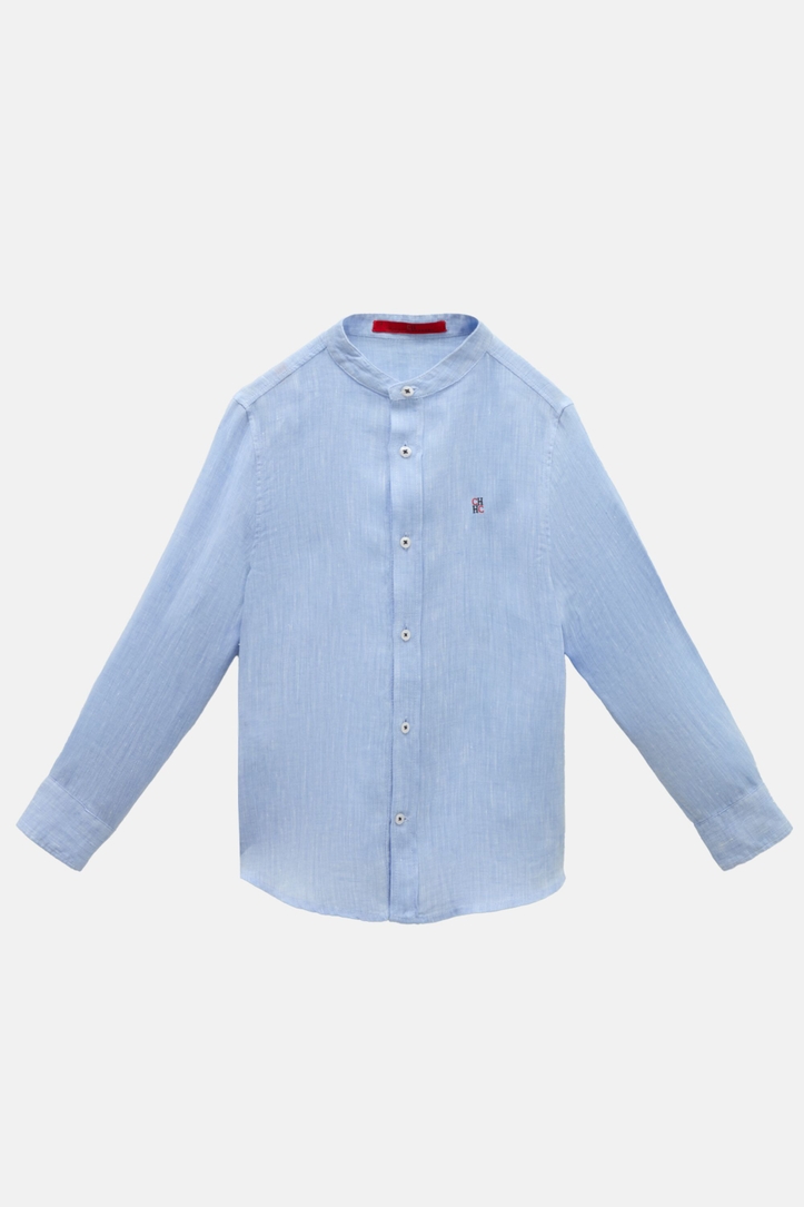 Linen Shirt with Mandarin Collar