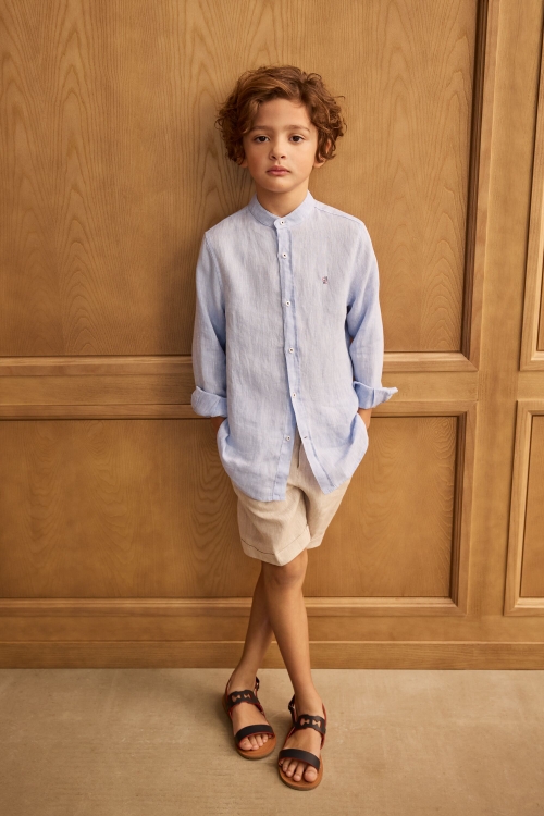CAMISA DE LINO CON CUELLO MAO