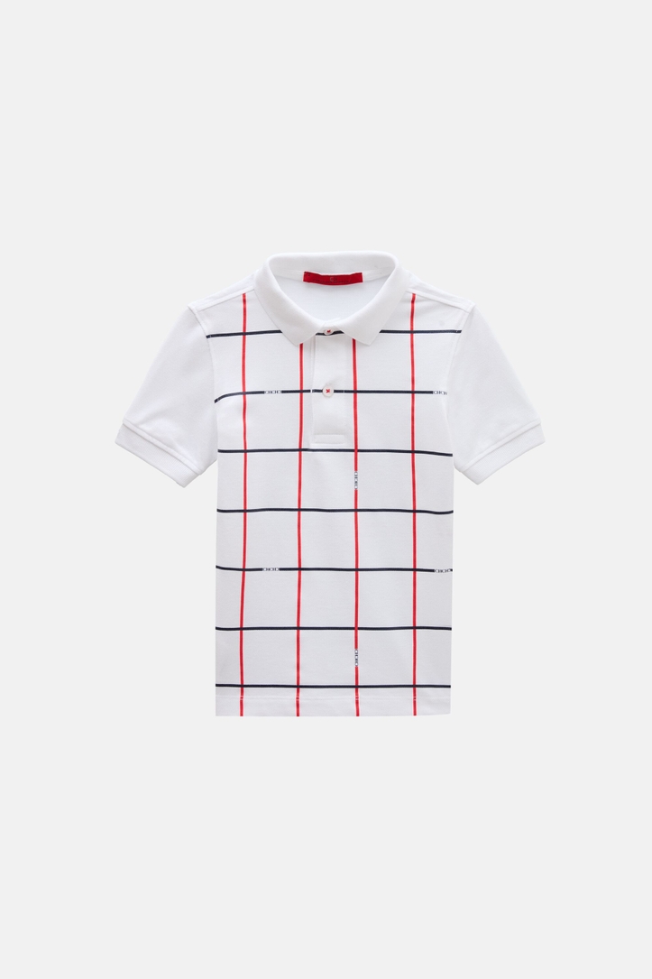 CH Windowpane Print Piqué Polo Shirt