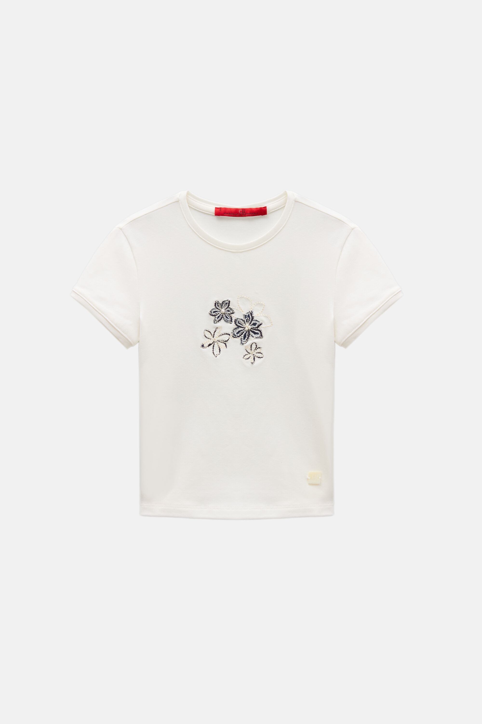 Embroidered T-Shirt with Flowers