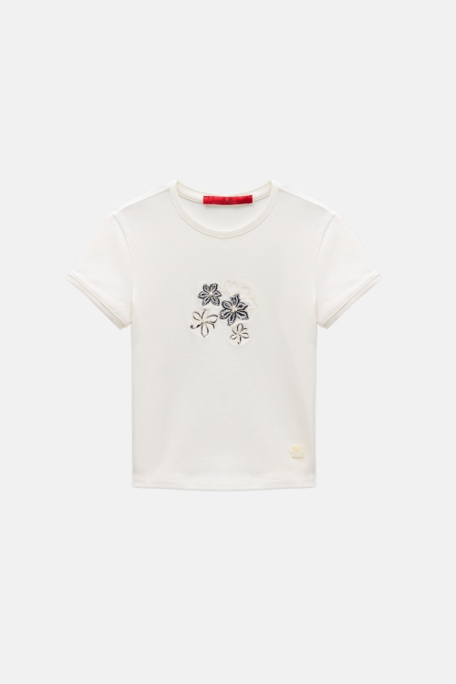 EMBROIDERED T-SHIRT WITH FLOWERS