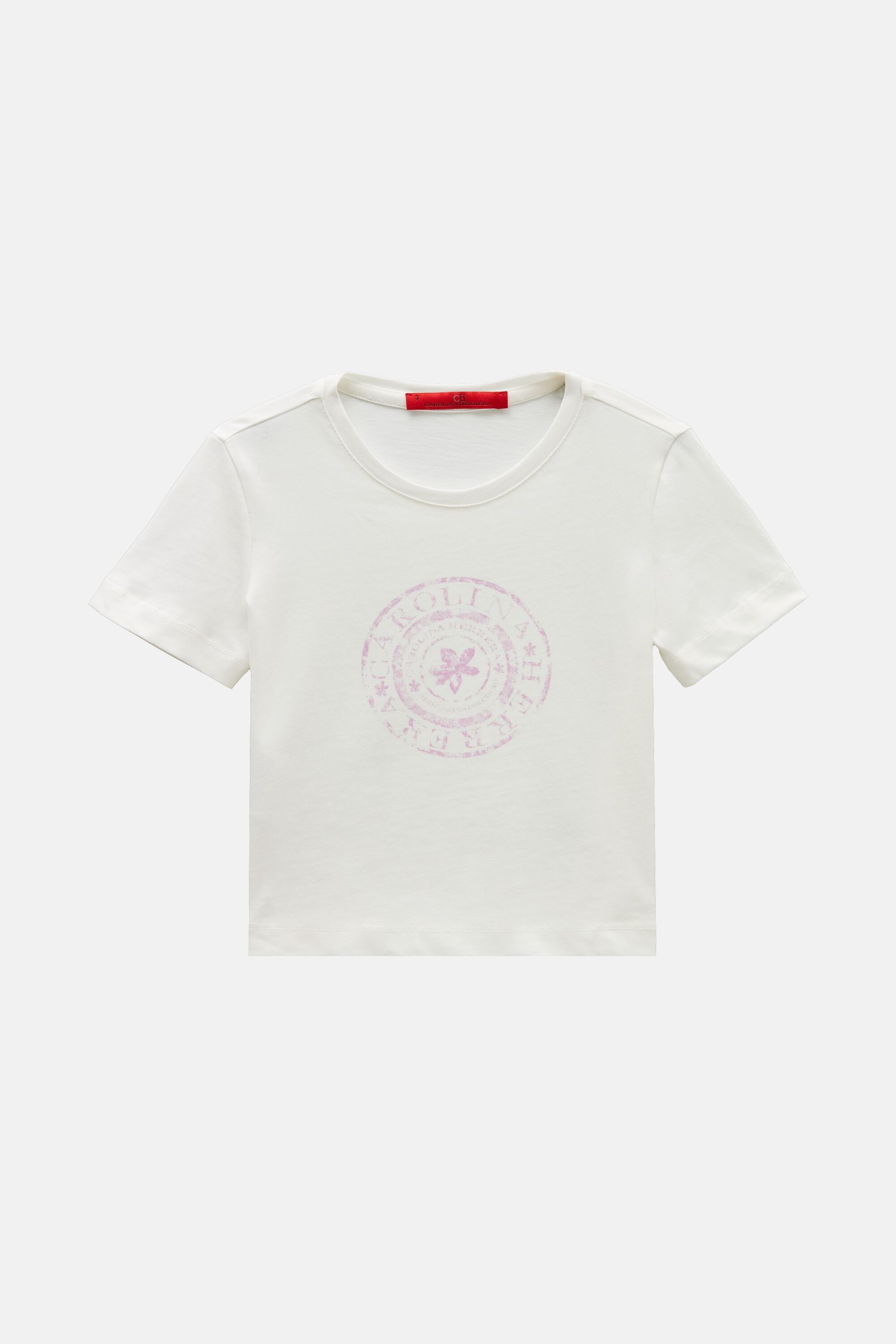 Stamp Print Straight-Fit T-Shirt